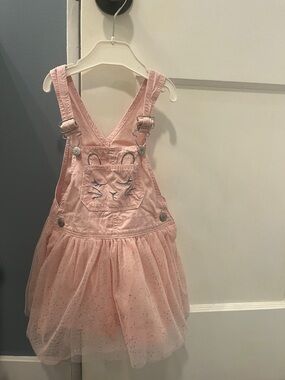 OshKosh B'gosh Pink Tulle Overall Dress with Kitty Embroidery